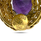 18K Yellow Gold Amethyst and Peridot Clip-On Earrings