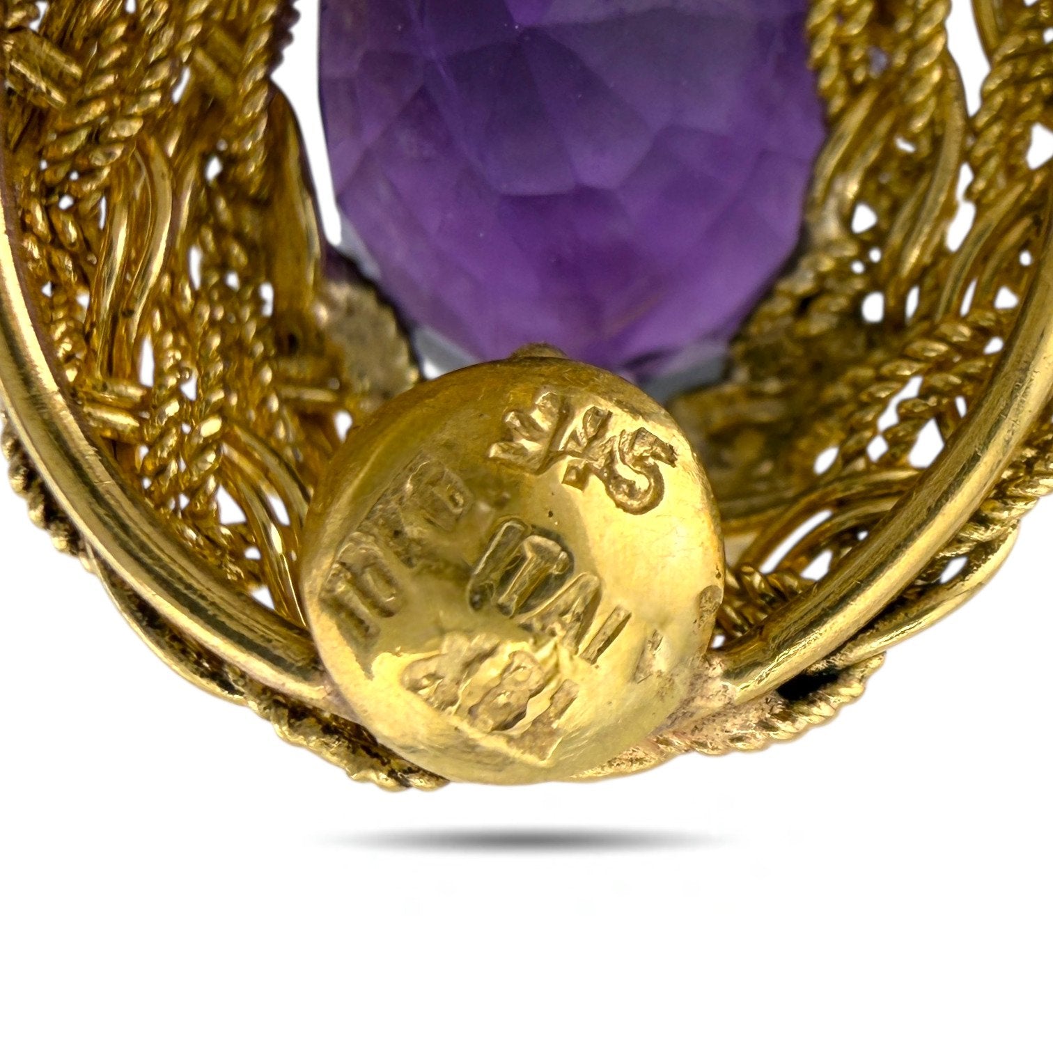 18K Yellow Gold Amethyst and Peridot Clip-On Earrings