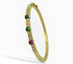 18K Gold Emerald, Sapphire Ruby and 2.16ct Diamond Bracelet