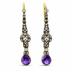 14K Yellow Gold Imperial Russian Amethyst and 2.00ct Diamond Drop Earrings Diamond (Natural)