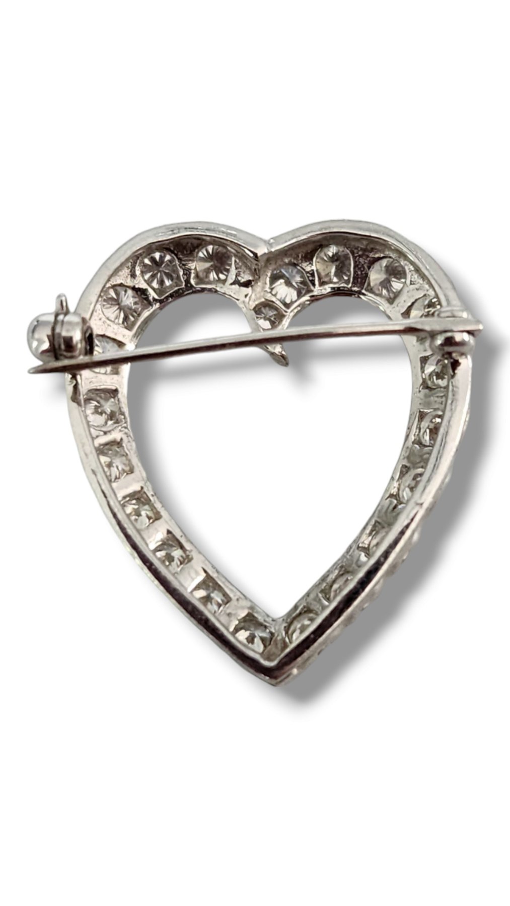 Brooch - 18 kt. White gold, Antique 18K Gold and Diamond Brooch 2.0 Ct - 2.00ct. tw. Diamond (Natural)