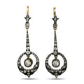 14K yellow gold dangle earrings with round and marquise diamond clusters