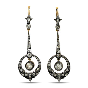 14K Yellow Gold Imperial Russian 2.00ct Diamond Dangle Earrings