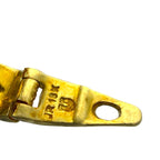 18K yellow gold brooch clasp and side with maker mark and oval cutout