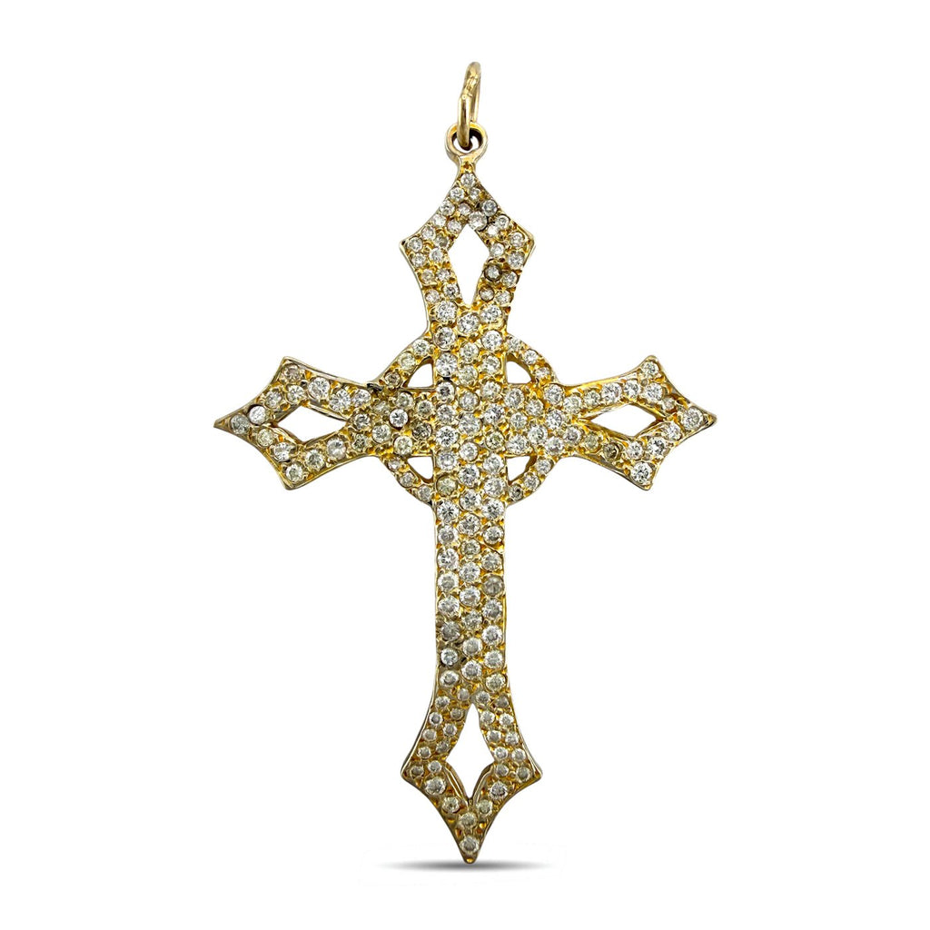 14K Yellow Gold 1ct Diamond Cross Pendant