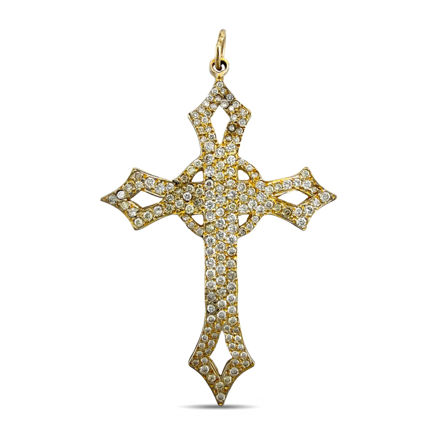 14K Yellow Gold 1ct Diamond Cross Pendant