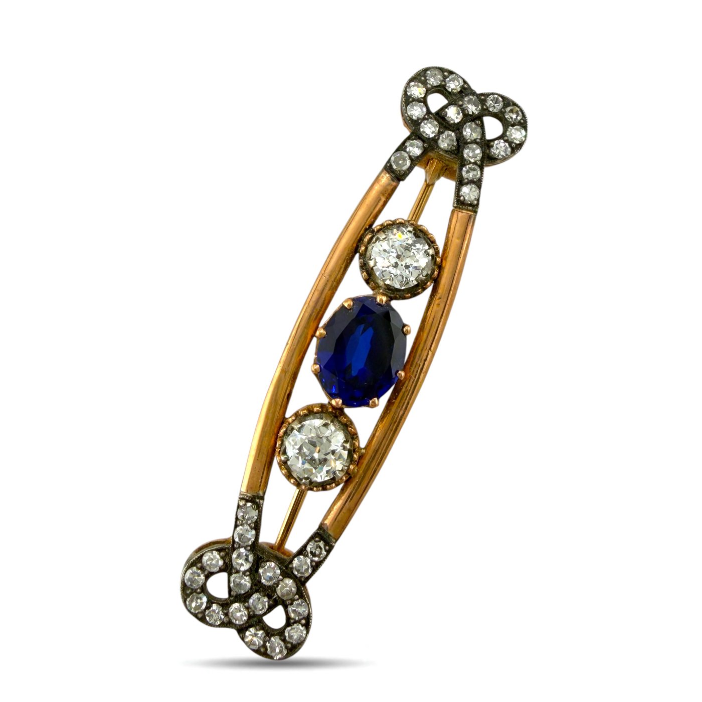 K. Faberge Imperial Russian 56 Yellow Gold 1.55ct Diamond and Enamel Brooch