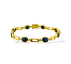 18K Yellow Gold Bracelet with Oval Sapphires and Round Diamonds
