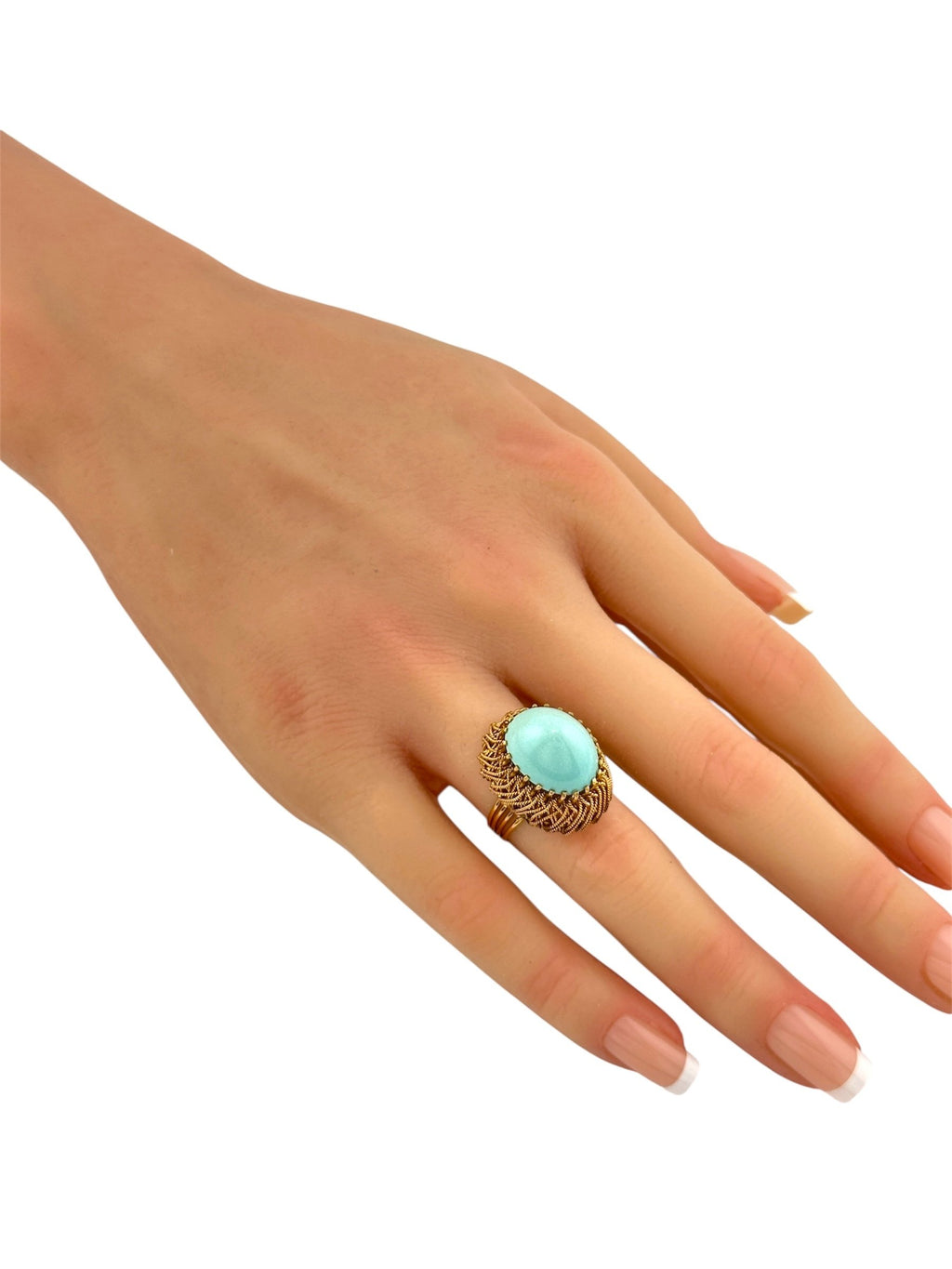 18K Yellow Gold Ring with Turquoise Stone