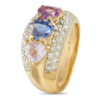 18K Yellow Gold 0.64ct Diamond and Sapphire Ring