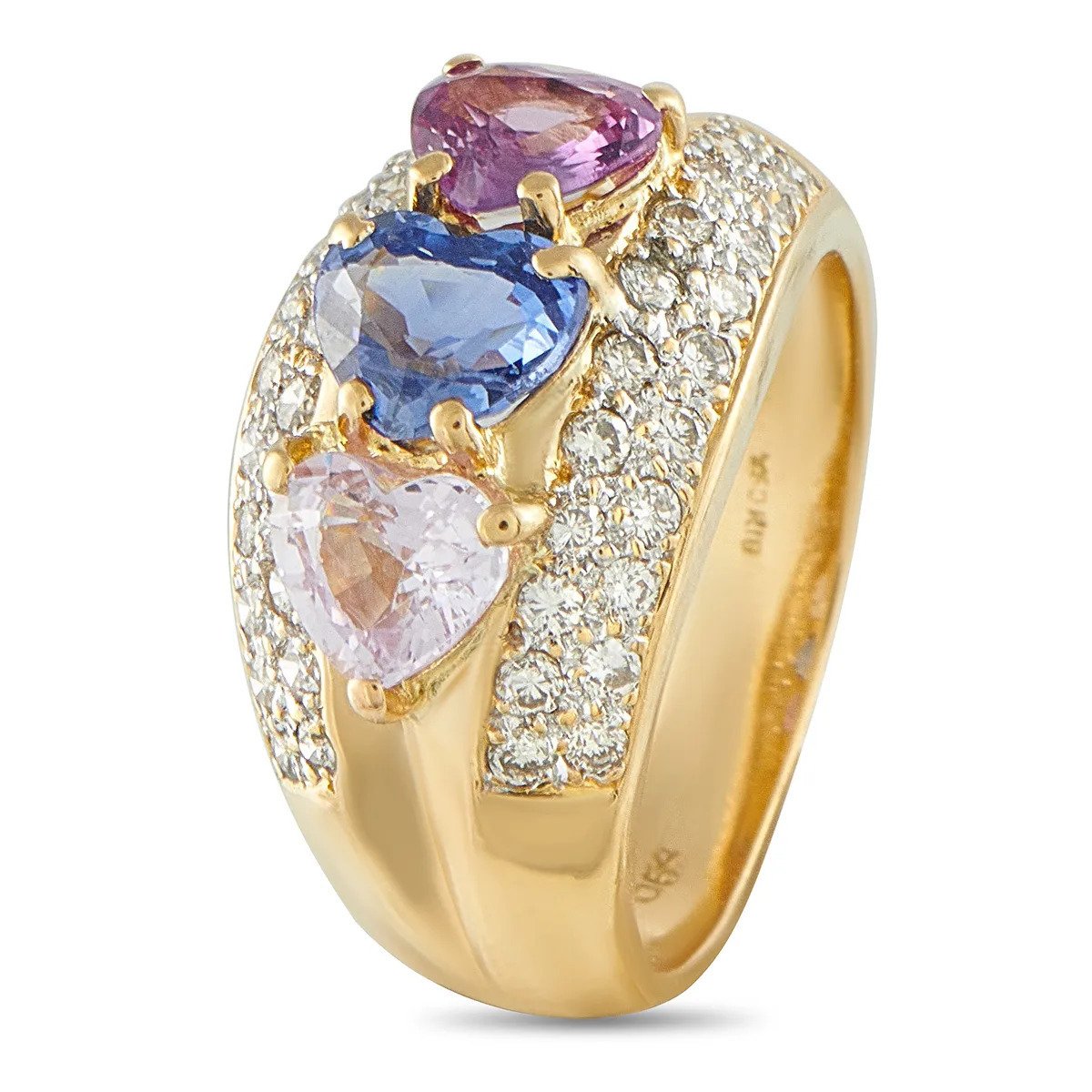 18K Yellow Gold 0.64ct Diamond and Sapphire Ring