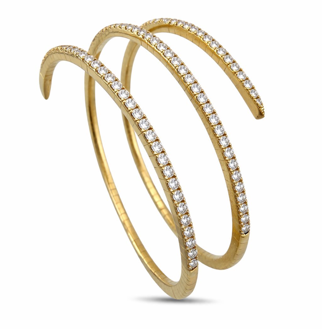 14K Yellow Gold 5.6ct Diamond Flexible Arm Bracelet