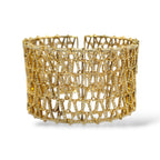 18K Yellow Gold Flexible Diamond Cuff 3.08ct Bracelet