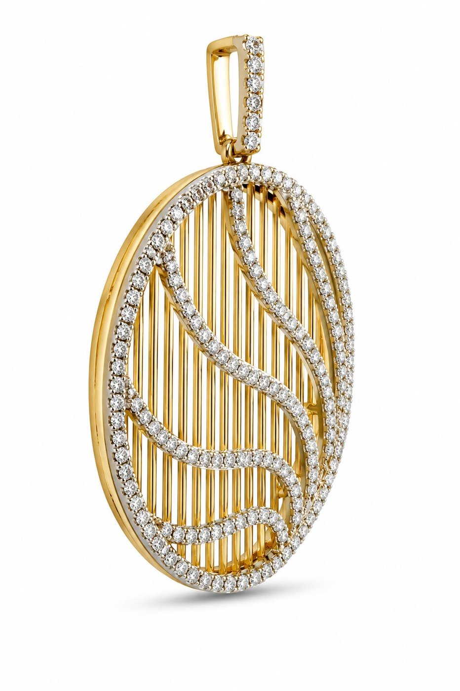 14K White and Yellow Gold Diamond Circle Pendant