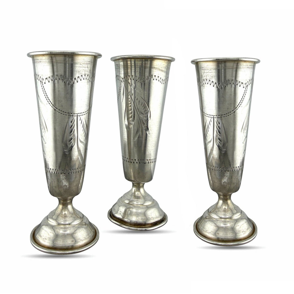 Imperial Russian 84 Zolotnik Silver Set of Antique Cups