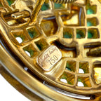 Judith Leiber 18K Yellow Gold 0.85ct Emerald and Blue Enamel Earrings
