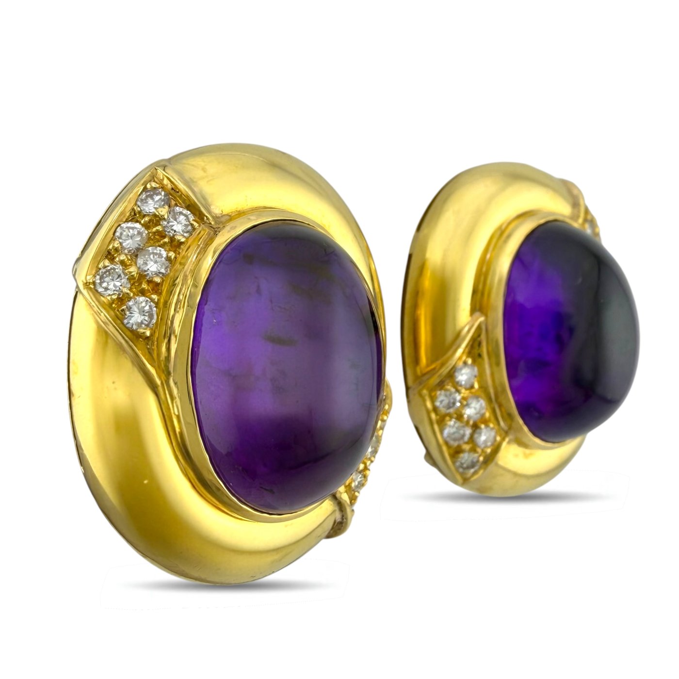 18K Yellow Gold 18.00ct Amethyst and 0.60ct Diamond Earrings