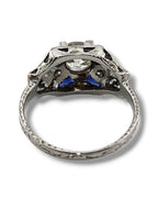 Art Deco 18K White Gold Ring with Large Center Diamond 1ct