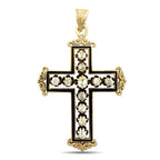 14K Yellow Gold Antique 1ct Diamond Cross Pendant