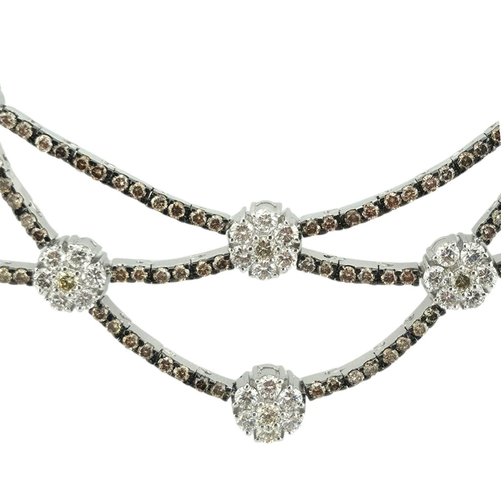 18K White Gold 6.0ct Diamond & Champagne Diamond Flexible Necklace with Certificate