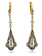 14 kt. Yellow gold, Antique  Russian 56k Gold & Diamond Enamel  Earrings 2.10 Carats Circa 1900s -  2.15ct. tw. Diamond