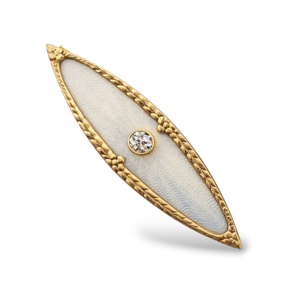 A Faberge 56K Gold Diamond and Enamel Brooch St Petersburg, 1900-1917
