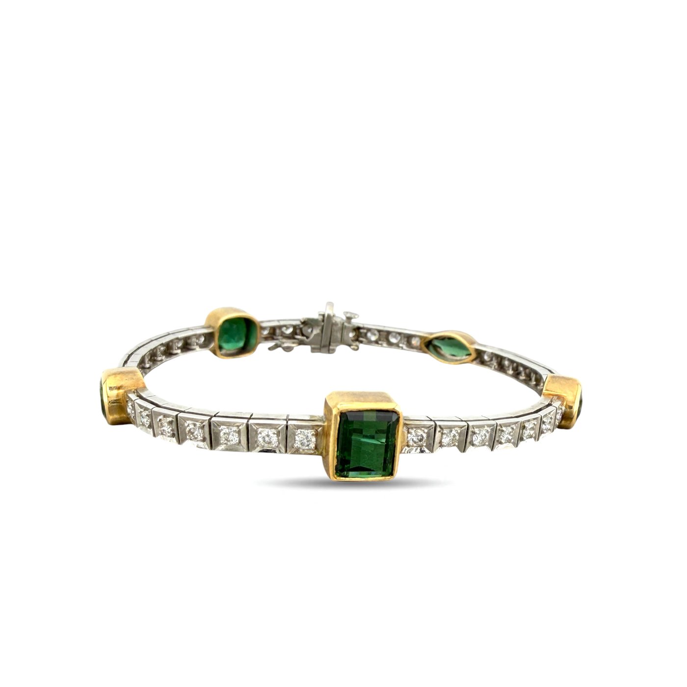 14K White Gold Peridot 1.80ct Diamond Bracelet