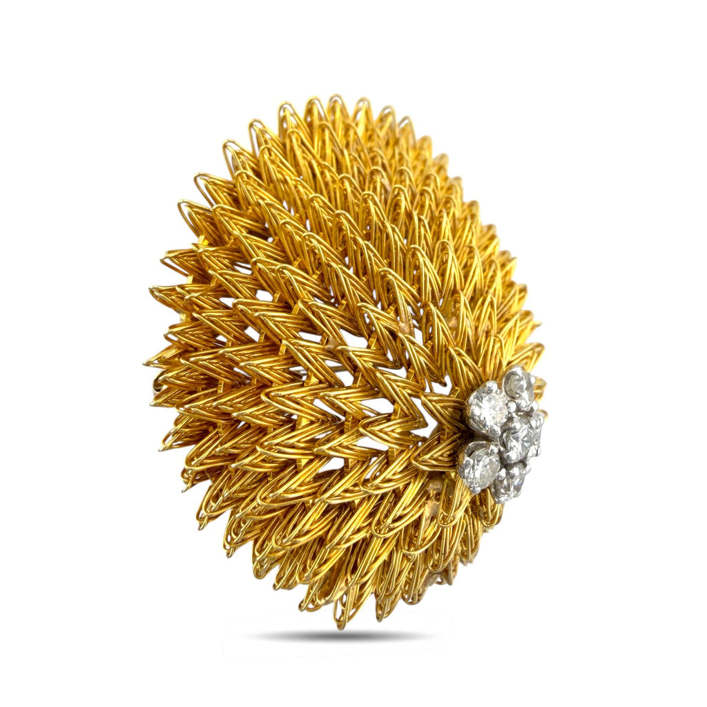 Hammerman Brothers 18K Yellow Gold 0.54ct Diamond Radiant Triangle Brooch