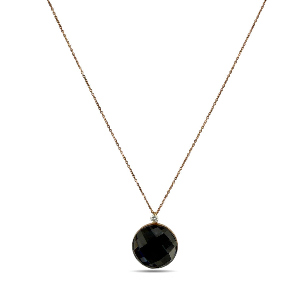 Roberto Coin 18K Rose Gold 0.05ct Diamond and Smoky Quartz Necklace