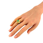 18K Yellow Gold 0.80ct Emerald and 1.08ct Diamond Cocktail Ring
