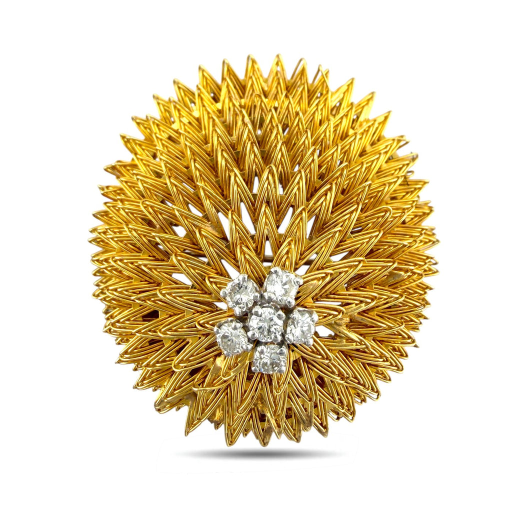 Hammerman Brothers 18K Yellow Gold 0.54ct Diamond Radiant Triangle Brooch