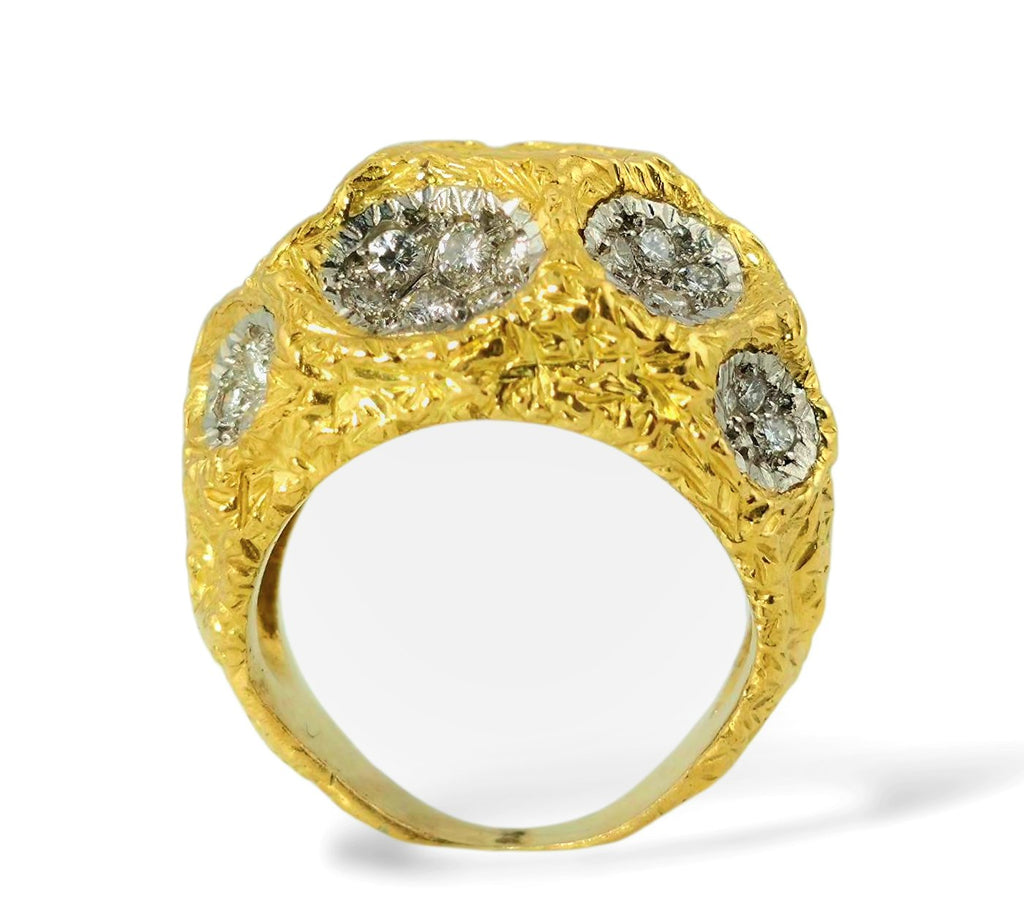 Large 18K Gold Ring with Diamonds 1.5ct