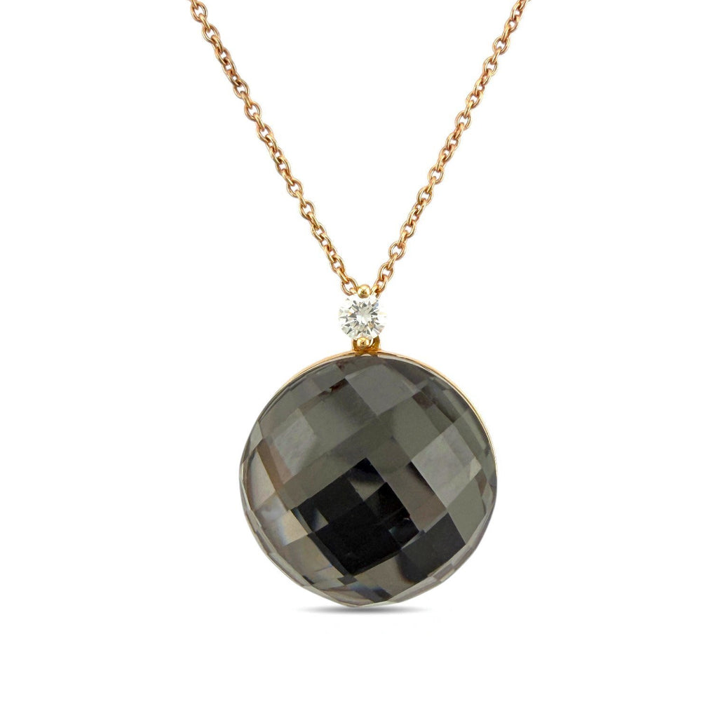 Roberto Coin 18K Rose Gold 0.05ct Diamond and Smoky Quartz Necklace