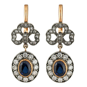 K. Faberge Imperial Russian 14K (56K) Gold and Diamond Earrings