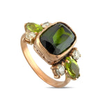 Imperial Russian 14K Rose Gold 2.15ct Peridot & 0.16ct Diamond Ring