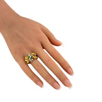 18K Yellow Gold 0.48ct Diamond and Emerald Cocktail Ring