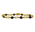 18K Yellow Gold Bracelet with Oval Sapphires and Round Diamonds