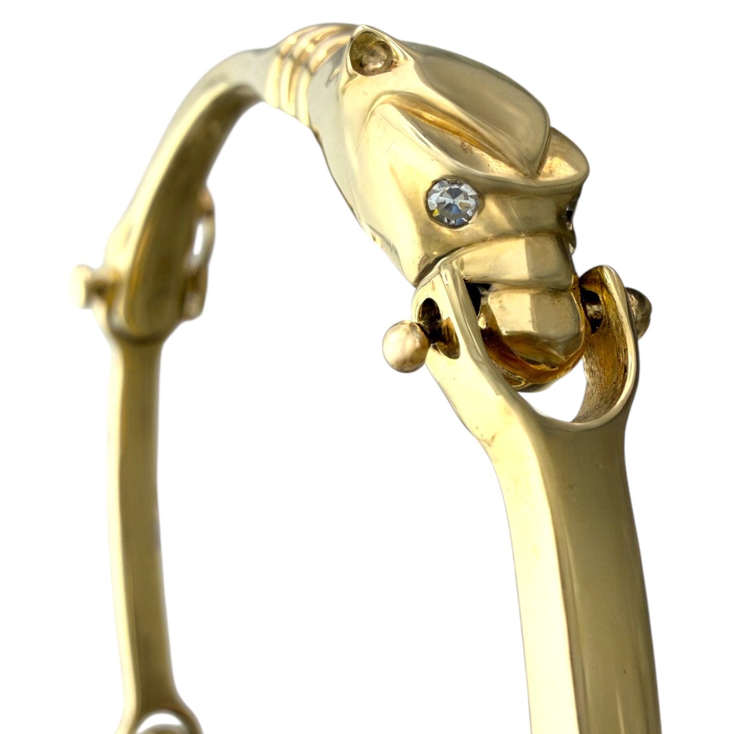 14 kt. Yellow gold, Exclusive 14K Yellow Gold 0.12ct Diamond Cheetah Head Link Bracelet -  0.12ct. tw. Diamond