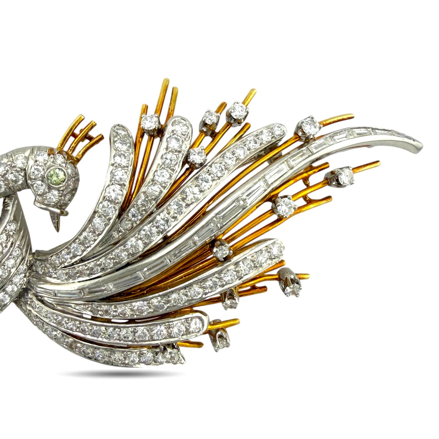 18K Yellow Gold 7.50ct Diamond Swan Brooch