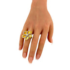 18K White and Yellow Gold Piero Milano Movable Petal Diamond Ring