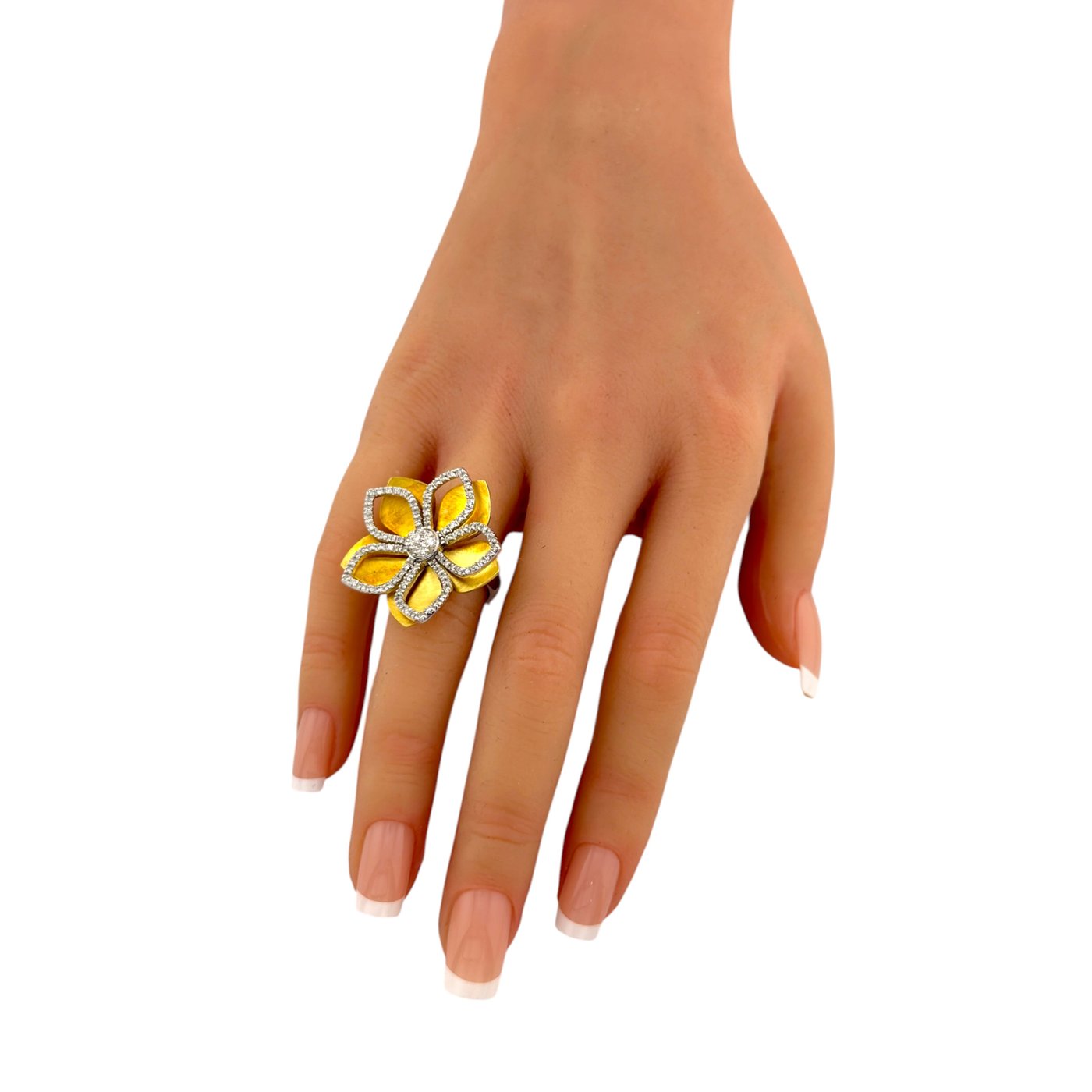 18K White and Yellow Gold Piero Milano Movable Petal Diamond Ring