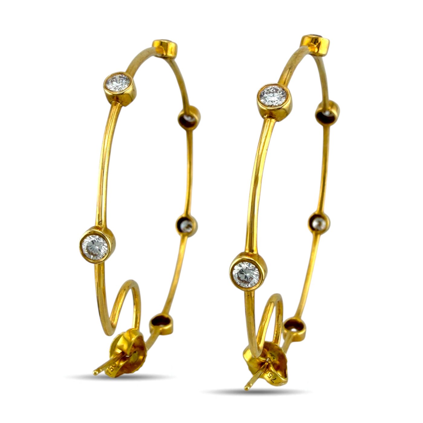 18K Yellow Gold 1.70ct Diamond Hoop Earrings