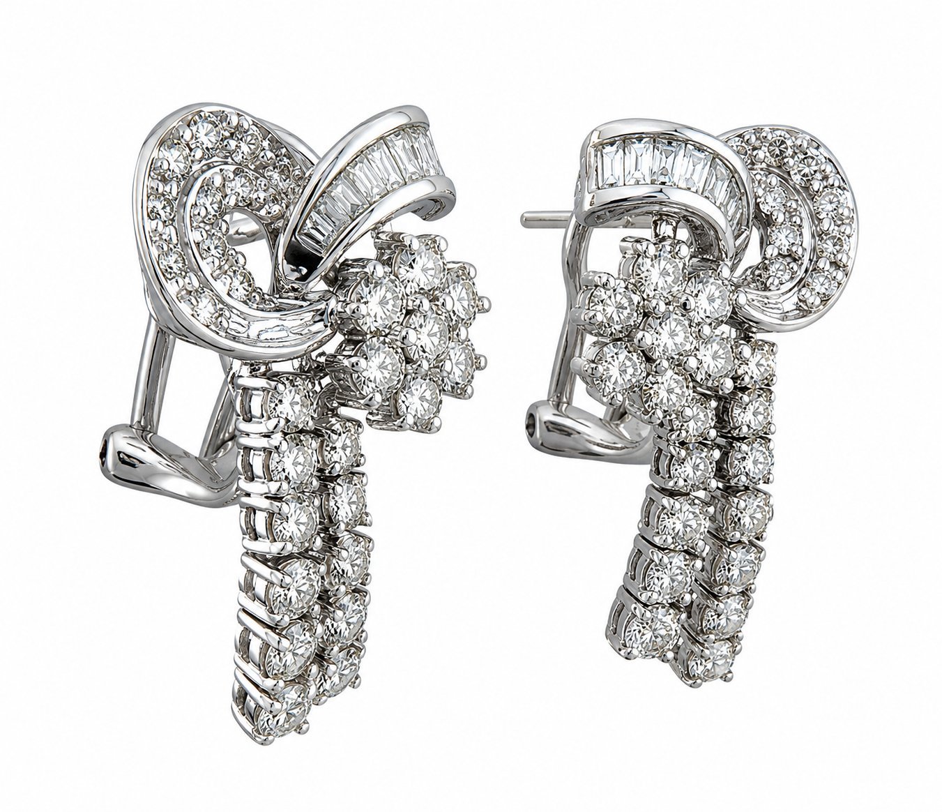 14K White Gold Flexible 2.0ct Diamond Strand Earrings