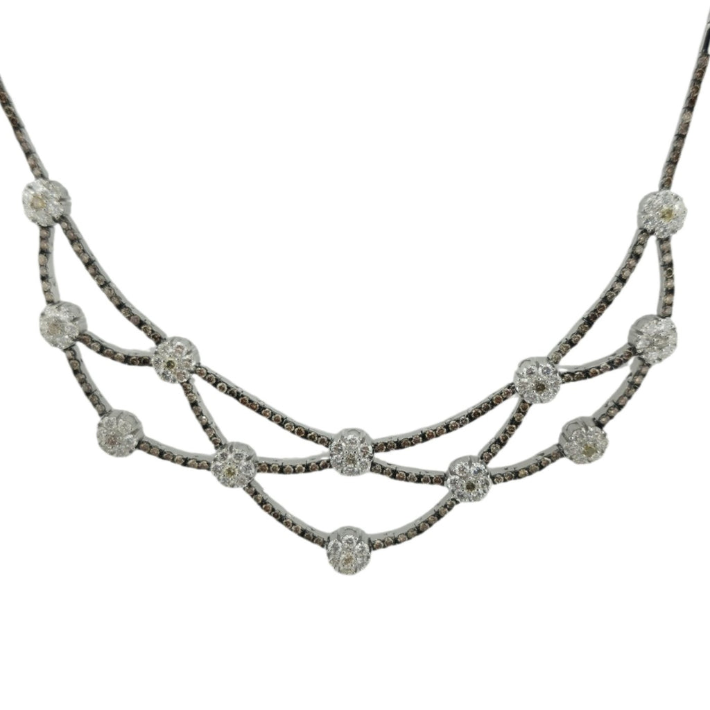 18K White Gold 6.0ct Diamond & Champagne Diamond Flexible Necklace with Certificate