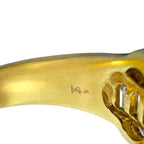 14K yellow gold ring band close-up with hallmark engraving