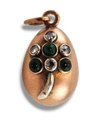 Antique Russian Jeweled 56K (14K) Gold Diamond Egg Pendant