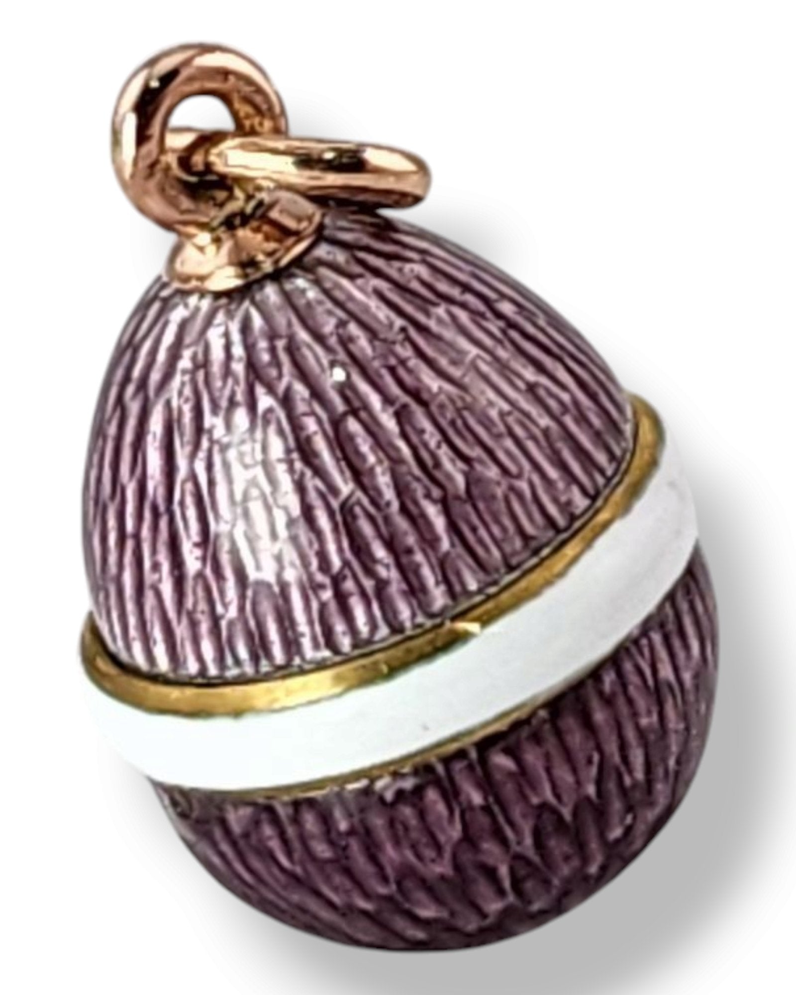 K. Faberge Jeweled 56K Gold and Enamel Egg Pendant Rare Design