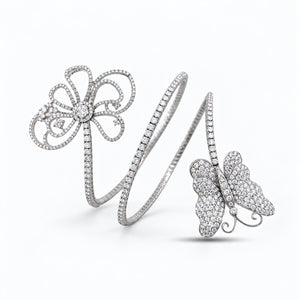 18K White Gold 5.08ct Diamond Butterfly Motif Flexible Bracelet