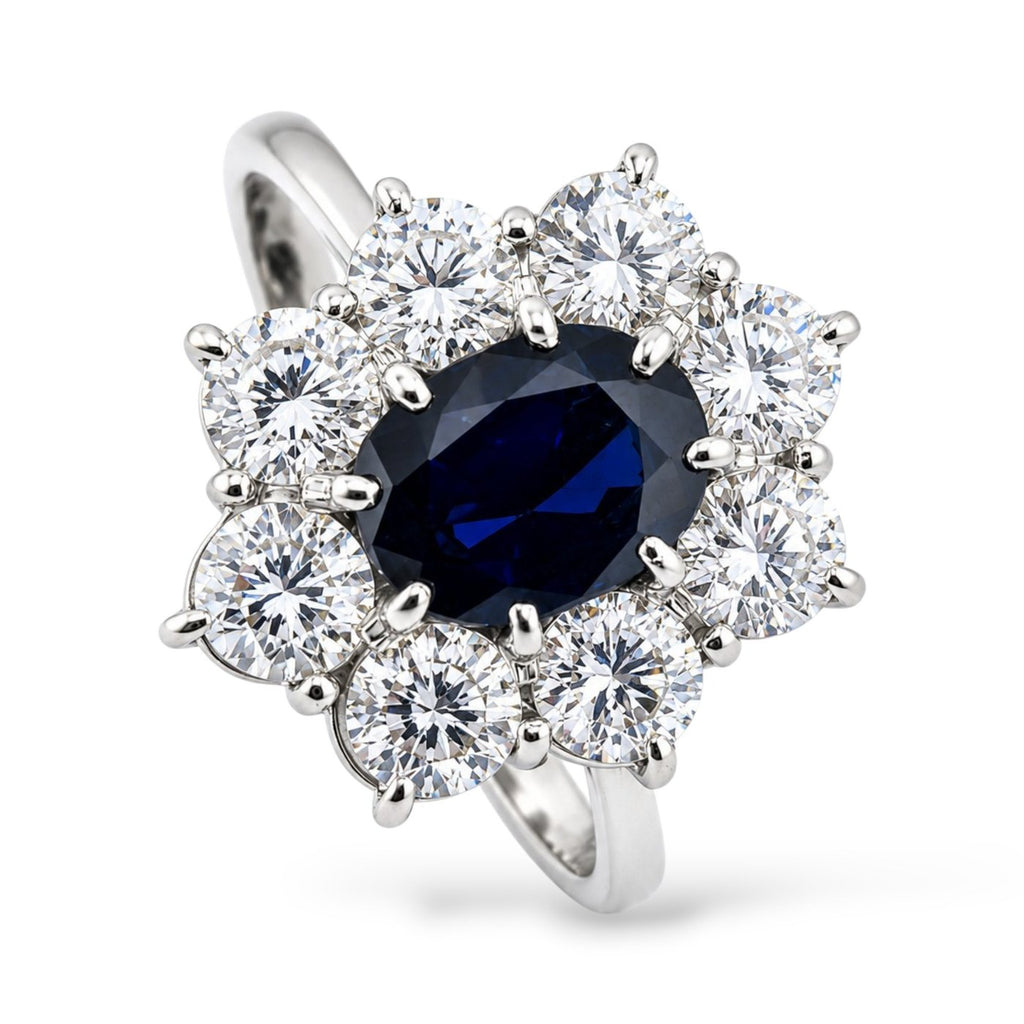 18K White Gold Ring Diamonds and 2.0ct Sapphire Sapphire