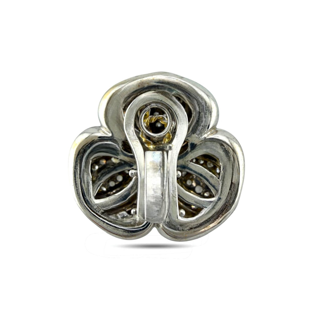 18K White Gold 4.56ct Diamond Floral Petal Earrings